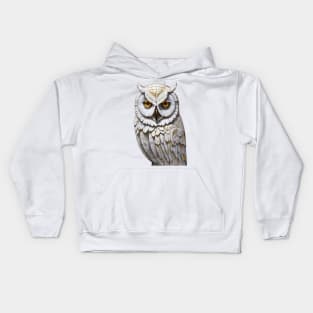 Snow Owl - Marble Kids Hoodie